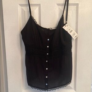 Elegant Black Lace Trim Women's Top